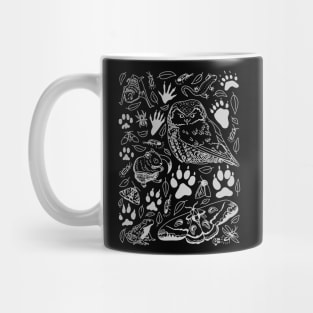 "Nocturnal Familiars" Night Animals and Paw Prints Mug